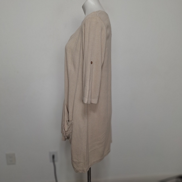 Soft Surroundings Beige Flower Pockets Lagenlook Linen Blend Baggy Tunic Top M - Picture 13 of 16